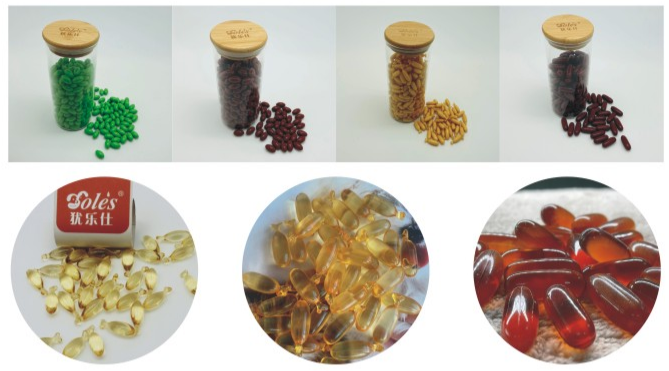 Softgel product examples shown in the supplier catalogue
